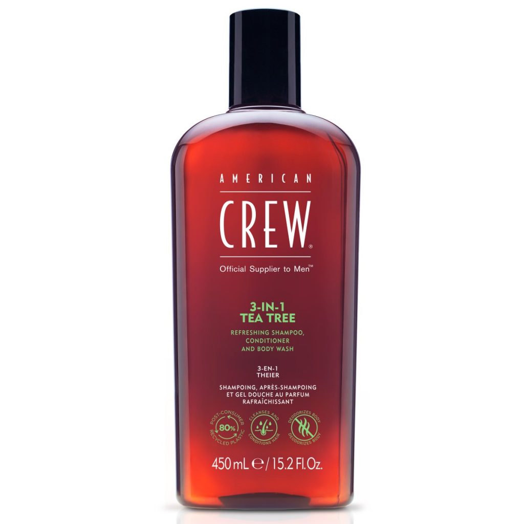 American Crew Champú, Acondicionador y gel de balo 3-in-1 Tea Tree 450 ml. American Crew