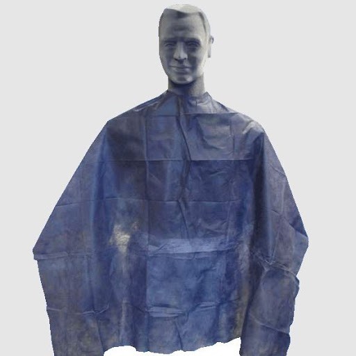Capa Peluqueria SMS desechable Azul con velcro 30 g. 100 und.