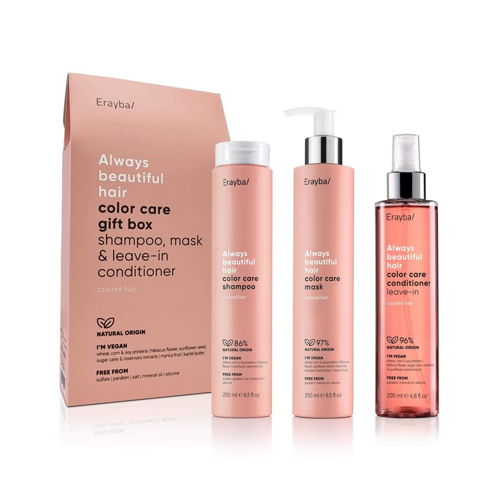Pack para cabellos coloreados Prolonga y mantiene las cualidades del color. Abh/ color care gift box Erayba