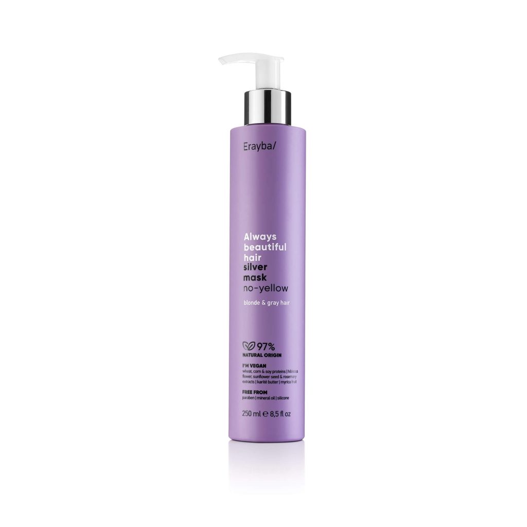 Mascarilla tonificante e iluminadora, vegana para cabellos rubios, mechas y canas. Abh/ silver no-yellow mask Erayba