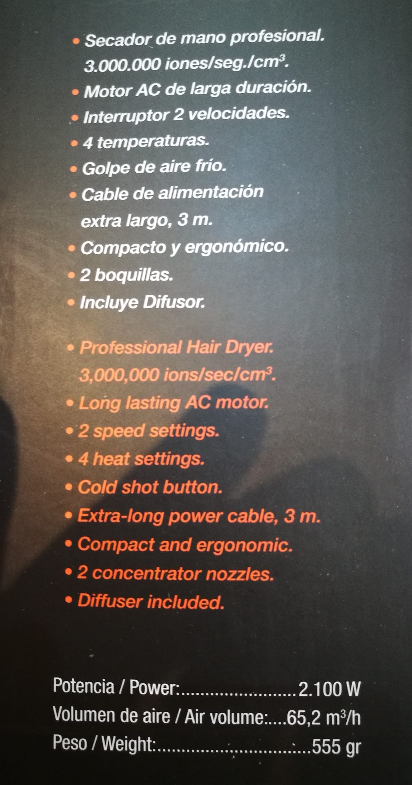 Secador Twister Carbon 2100 w. + Difusor Asuer