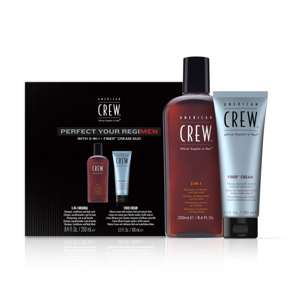 American Crew Pack regalo dúo de Gel Champú 3 en 1 de 250 ml. + Fiber Cream de 100 ml.