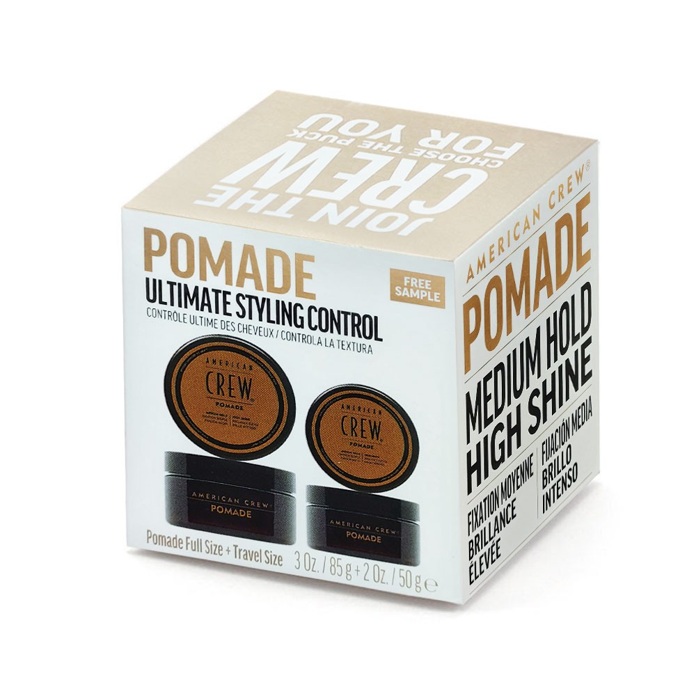 American Crew Pomade Duo Pack Cera Pelo Hombre, Fijación Media y Brillo Alto, 85g + 50g.