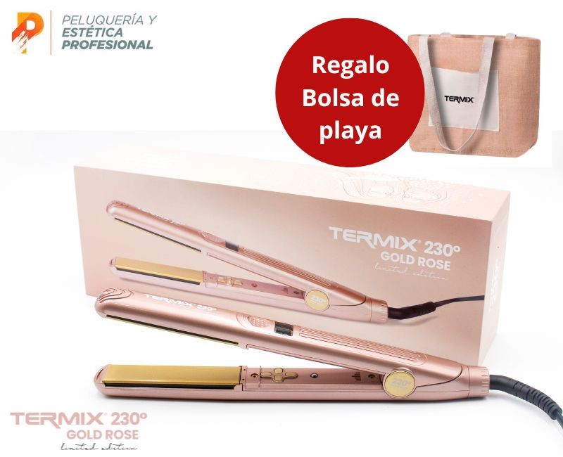 Plancha de Pelo Profesional Termix 230º Gold Rose + Bolsa de Playa de Regalo