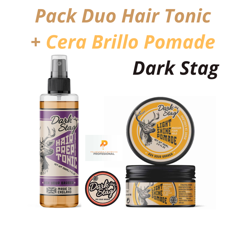 Pack Dark Stag Hair pre Tonic + Cera Shine Pomade