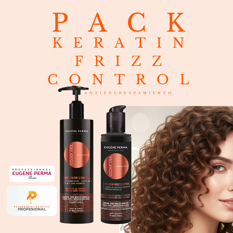 Pack Keratin Frizz antiencrespamiento de Champú + Aceite de secado Essentiel